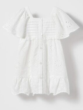 Zara Toddler Girl White Ruffled Schiffli Dress Size 3-4